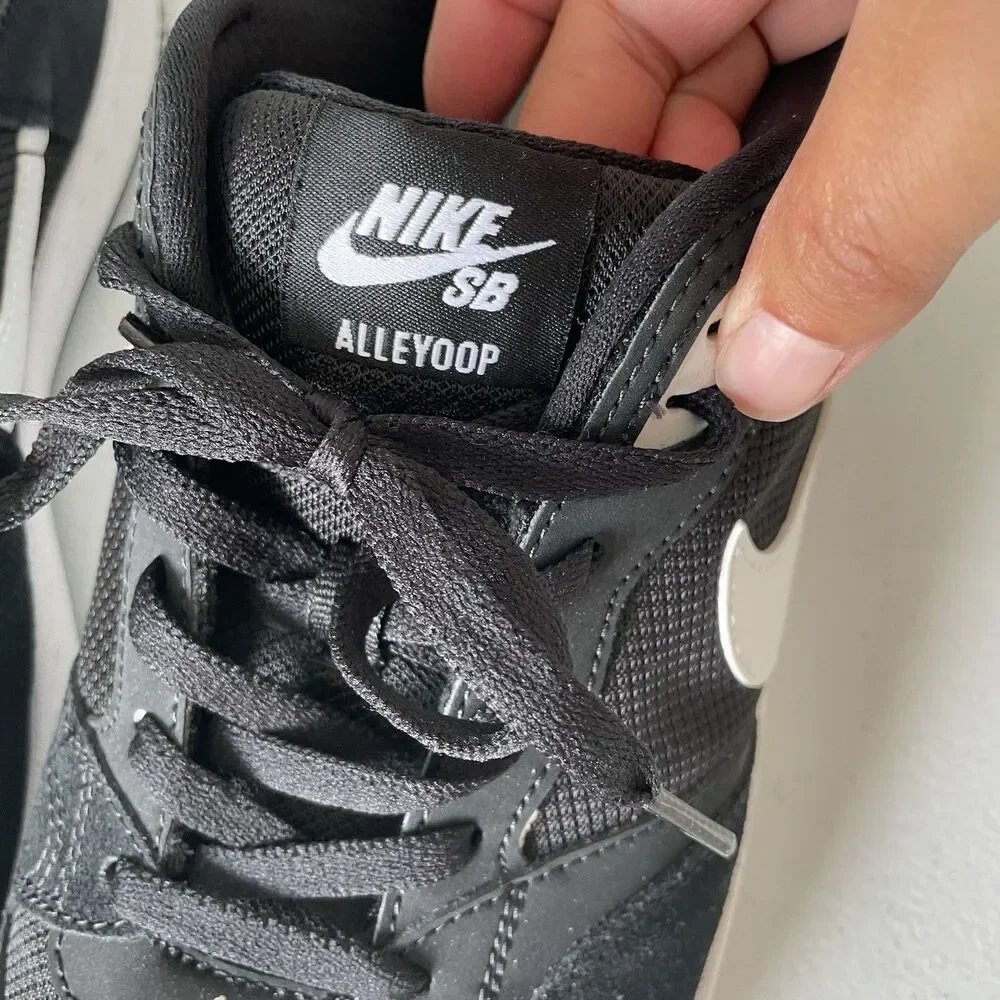Nike SB Alleyoop Sneakers Skate Shoes Black White CJ0882-001 Men's Size 12